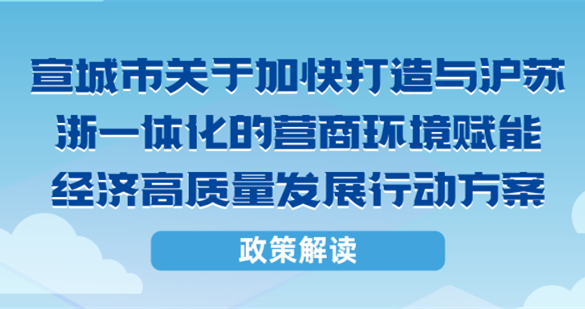 【圖片解讀】宣城市創建一流營商環境工作領導小組印發《關于加快打造與滬蘇浙一體化的營商環境 賦能經濟高質量發展行動方案》的通知